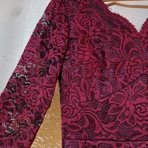 Lace dress in deep red